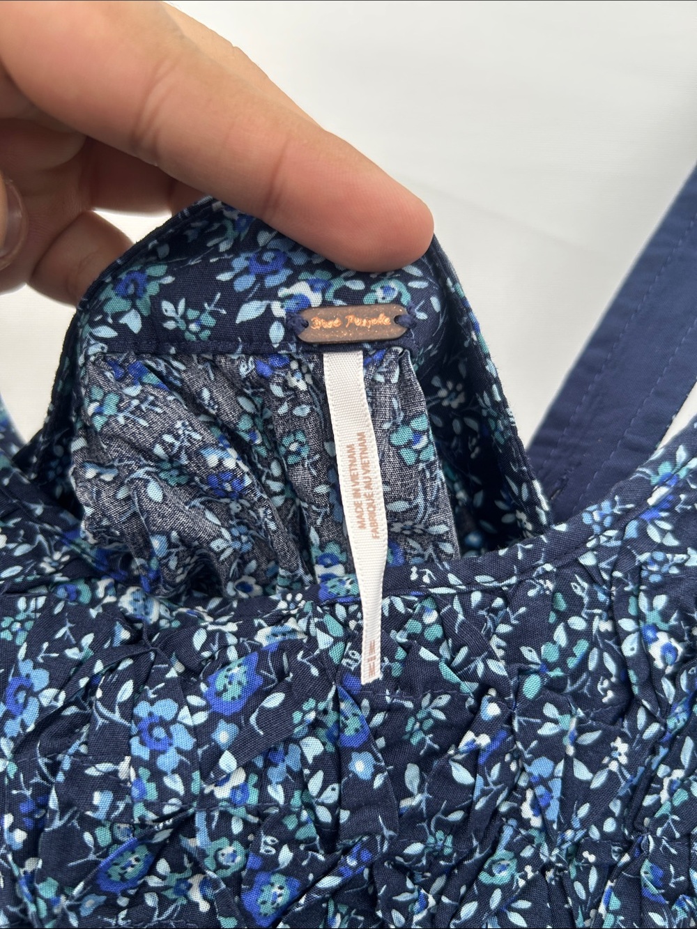 Free People Navy Blue Floral Smocked Sundress - Picture 6 of 9